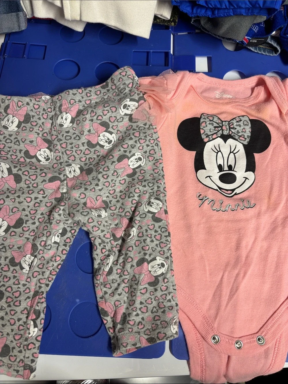 Disney Pink Minnie Mouse Bodysuit with Gray Minnie Print Leggings